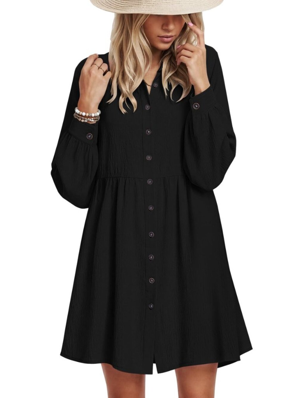 Women's Babydoll Dress Casual Long Sleeve Fall Tunic Dresses